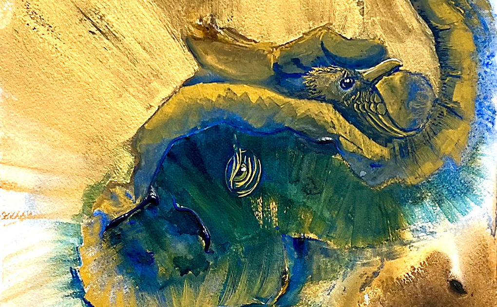 A Bird in the Hand of God - A Spirit Painting by Hannah Taylor A Hollow Bone